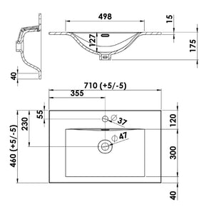 Plan vasque salle de bain Céramique 70cm