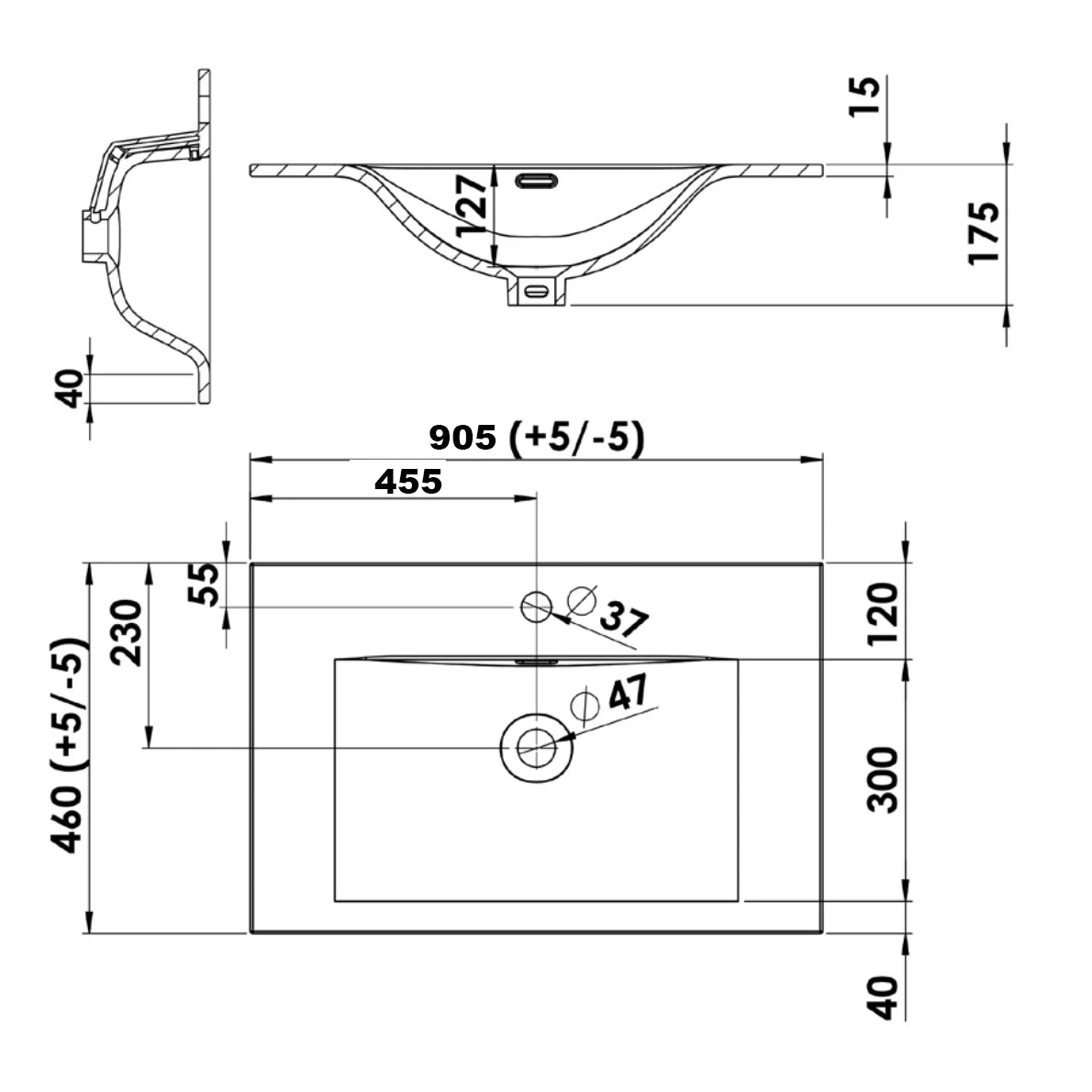 Plan vasque salle de bain Céramique 90cm