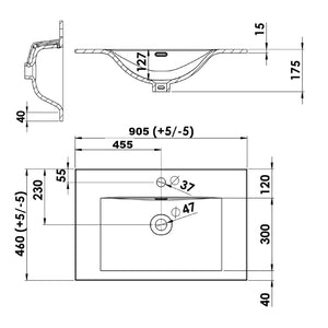 Plan vasque salle de bain Céramique 90cm