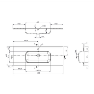 Plan vasque salle de bain, Marbre reconstitué 120cm blanc brillant
