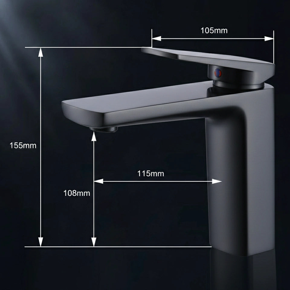 Mitigeur lavabo gris métallisé design LINEA 15,5cm