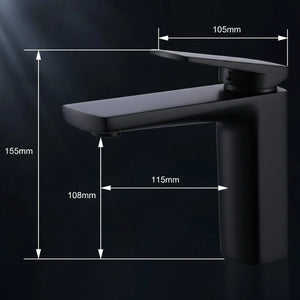 Mitigeur lavabo noir mat design LINEA 15,5cm