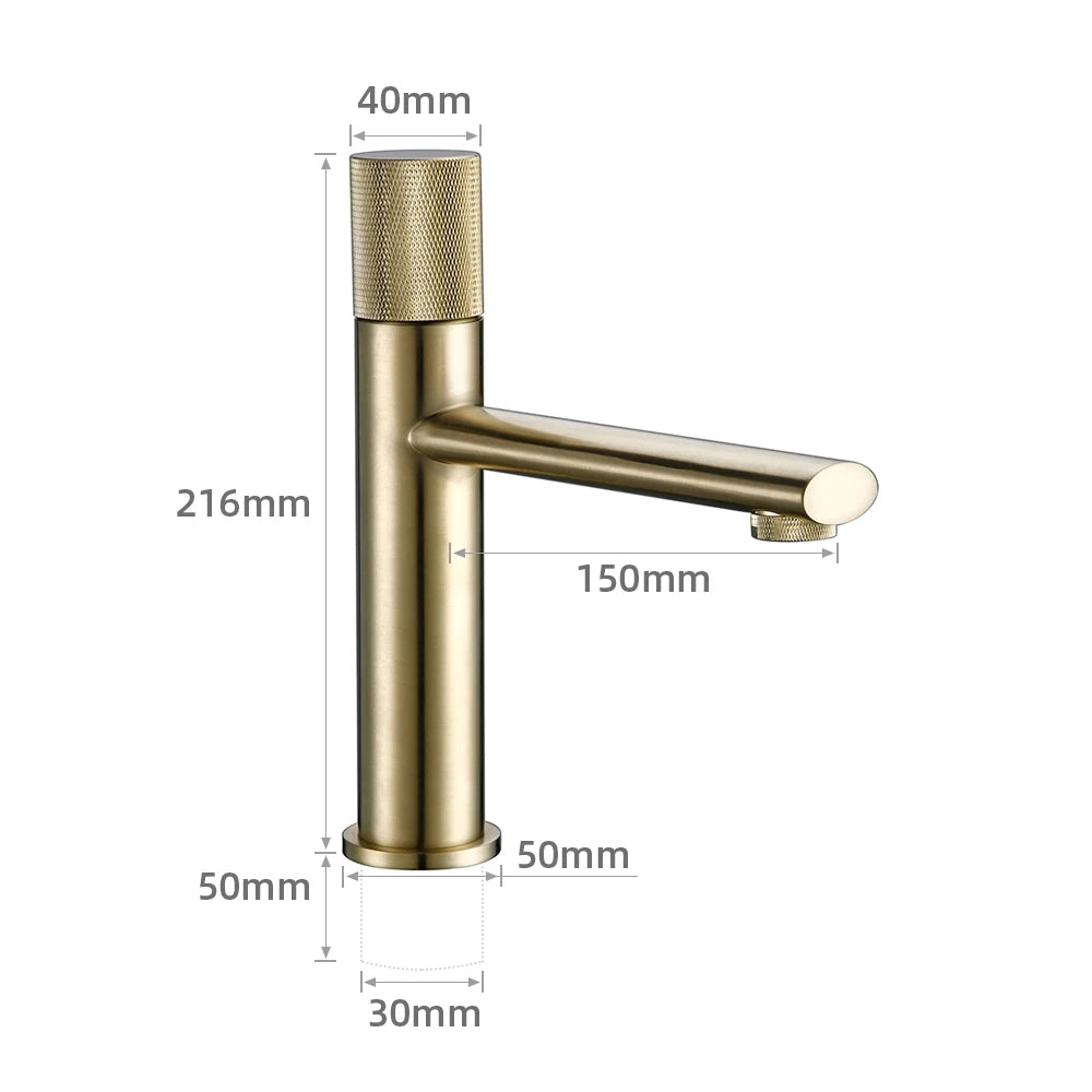 Robinet mitigeur lavabo or brossé MOLETO, 2 tailles