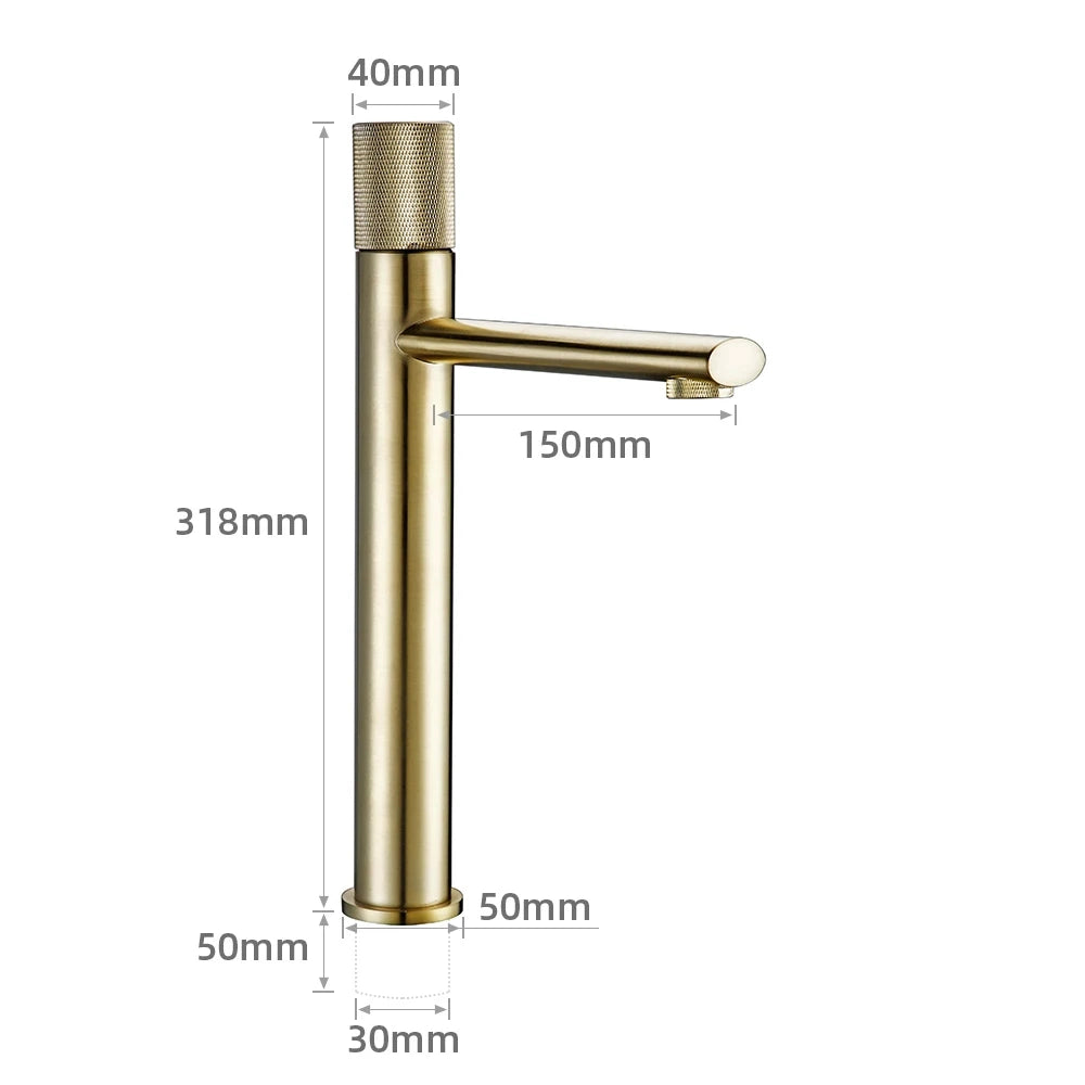 Robinet mitigeur lavabo or brossé MOLETO, 2 tailles