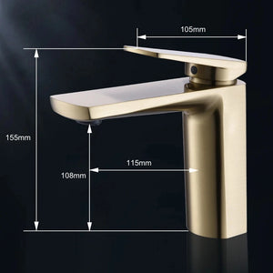 Mitigeur lavabo doré design LINEA 15,5cm