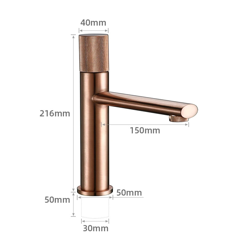 Robinet mitigeur lavabo or rose brossé MOLETO, 2 tailles