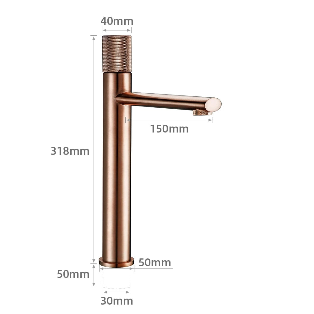 Robinet mitigeur lavabo or rose brossé MOLETO, 2 tailles