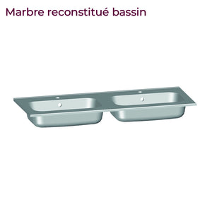 Meuble double vasque salle de bain 120cm,  Amande Mat, ZENO