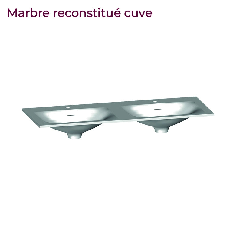 Meuble double vasque salle de bain 120cm,  Amande Mat, ZENO