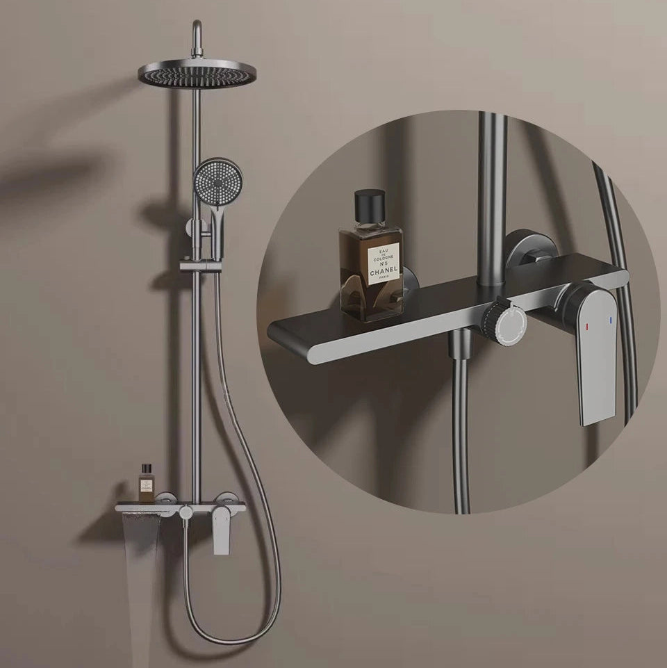 Colonne de douche ou bain douche, avec mitigeur mécanique, 3 voies, gris foncé RIVIERAS