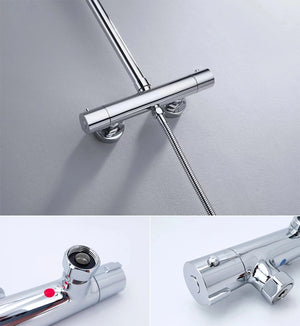 Colonne de douche ronde avec mitigeur mécanique, 2 voies, chrome SERENYS