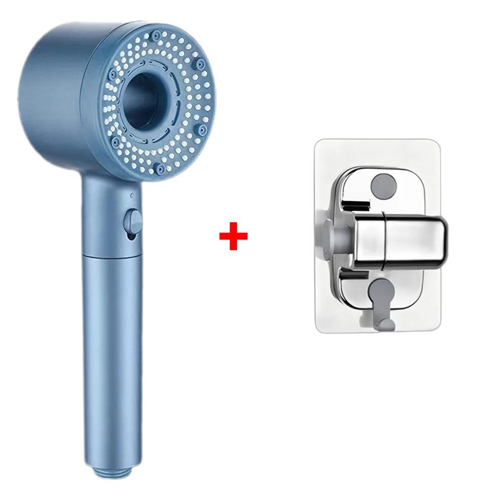 Pommeau de Douche Filtrant Anti-calcaire, 5 Modes, Bleu NERIA