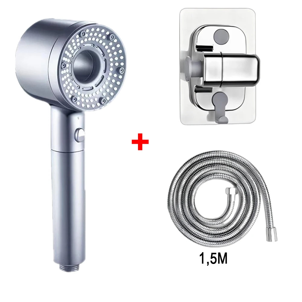 Pommeau de Douche Filtrant Anti-calcaire, 5 Modes, Bleu Clair NERIA