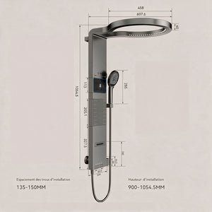 Système de Douche Mural, Affichage Numérique, 4 Voies, Gris Gunmetal