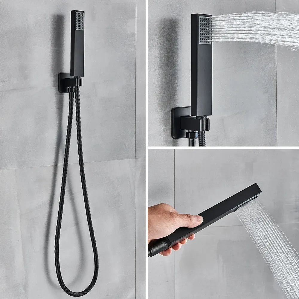 Colonne de douche mitigeur à encastrer LUVI noir mat 4 tailles