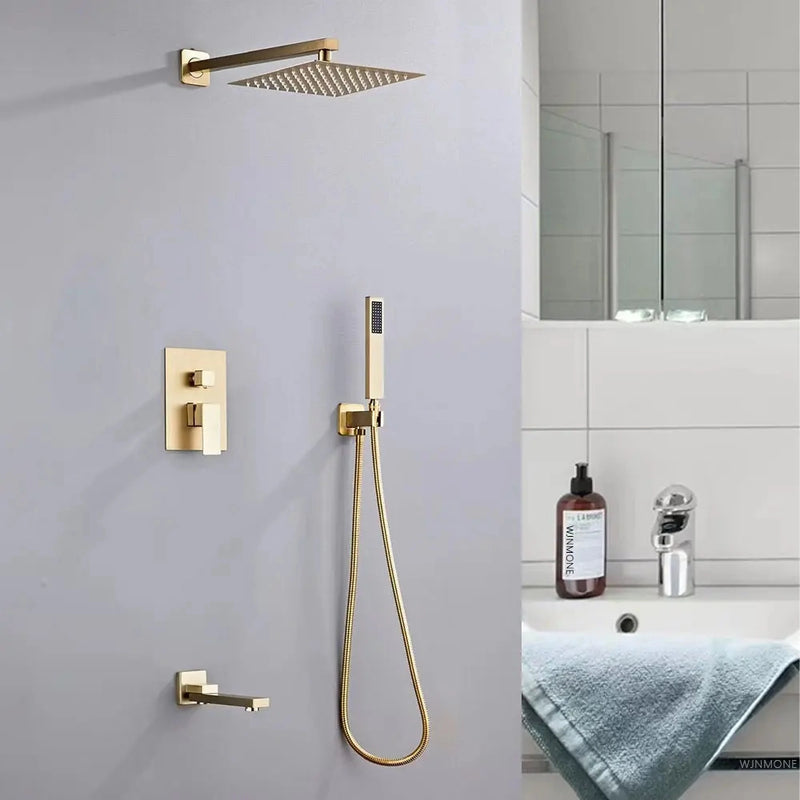 Kit de douche à encastrer LUVI or brossé