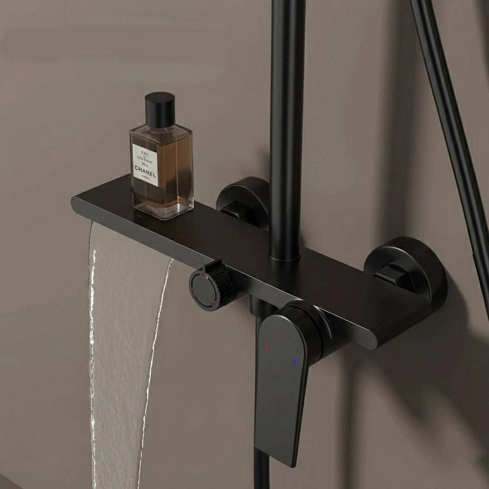 Colonne de douche ou bain douche, avec mitigeur mécanique, 3 voies, noir mat RIVIERAS