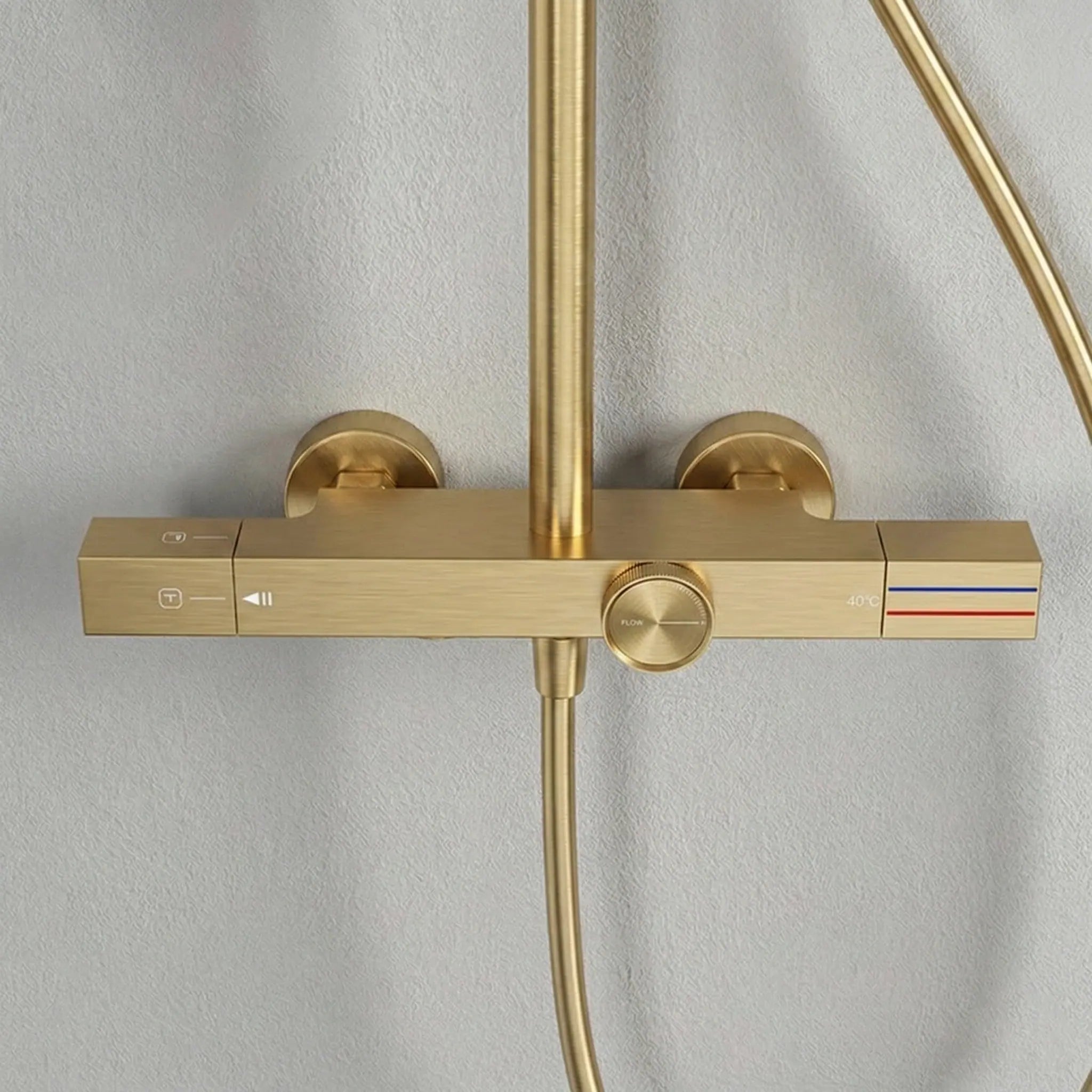 Colonne de douche thermostatique avec mitigeur mécanique, 3 voies, or brossé ARCOS