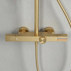 Colonne de douche thermostatique avec mitigeur mécanique, 3 voies, or brossé ARCOS