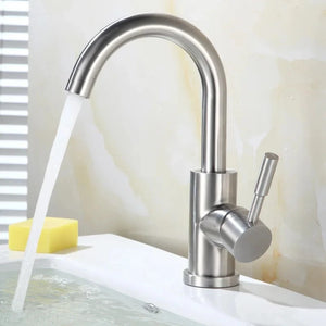 Robinet mitigeur lavabo col de cygne inox brossé 28 cm CYGA