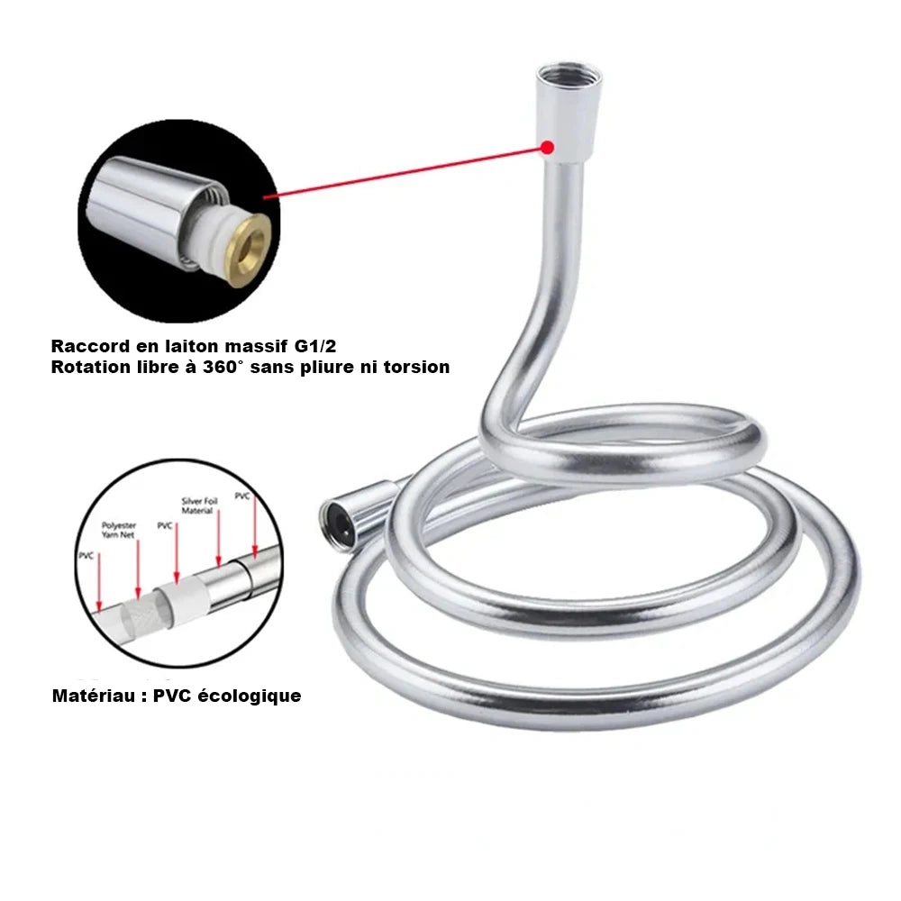 Flexible de douche PVC souple blanc G1/2