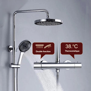 Colonne de douche ronde avec mitigeur mécanique, 2 voies, chrome SERENYS