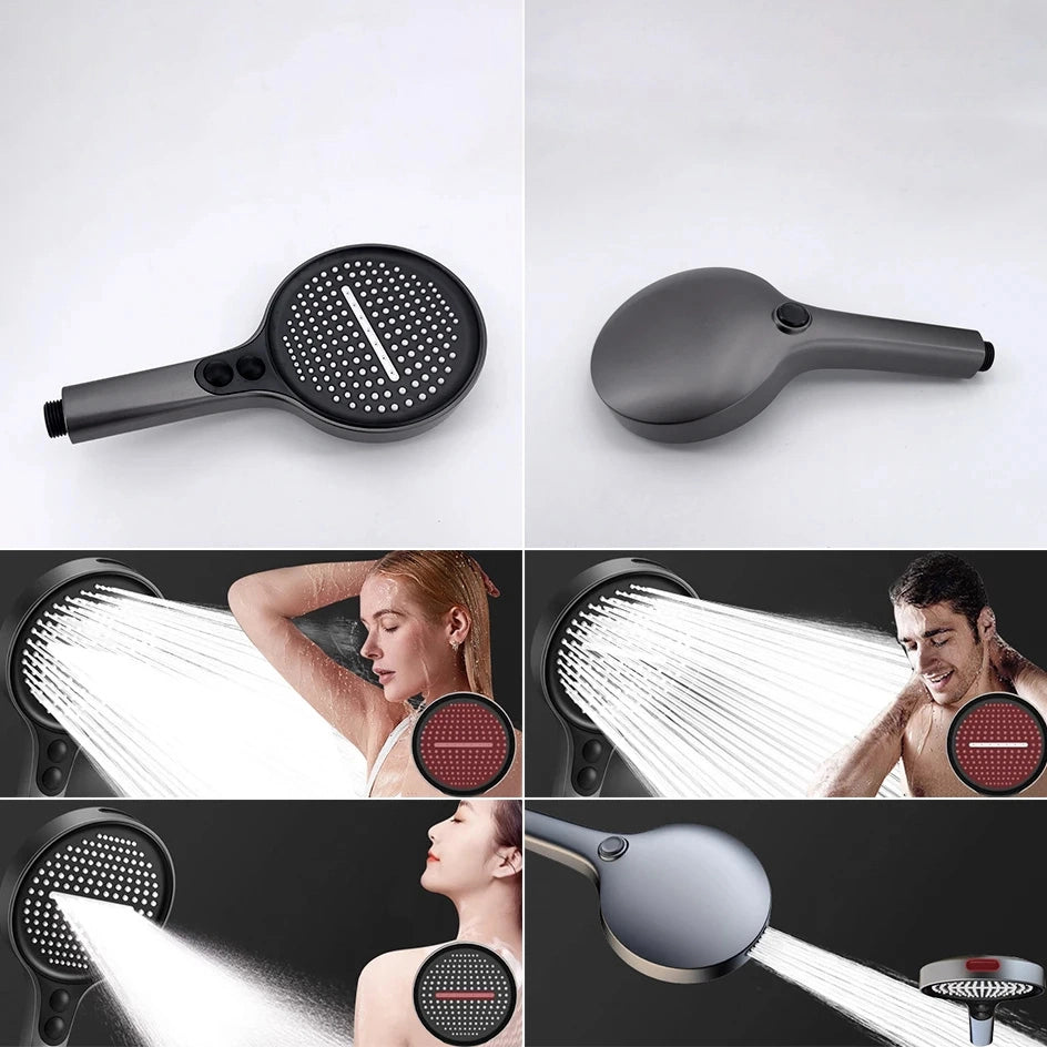 Colonne de douche ou bain douche, avec mitigeur thermostatique, 3 voies, gris foncé OVALIS