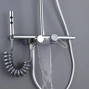 Colonne de douche 4 voies avec mitigeur thermostatique, 2 formes de tête, chrome AGUALE