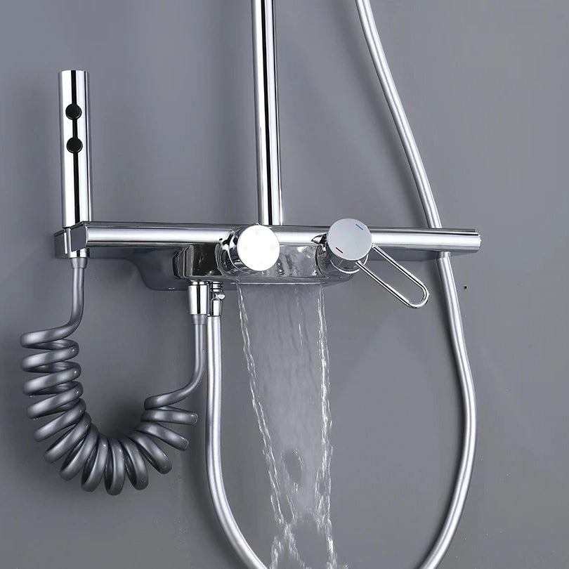 Colonne de douche 4 voies avec mitigeur thermostatique, 2 formes de tête, chrome AGUALE