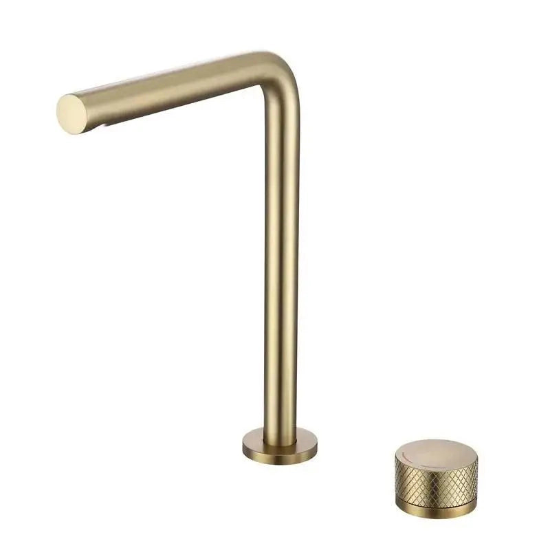 Mitigeur lavabo 2 trous, 2 hauteurs or brossé NEO