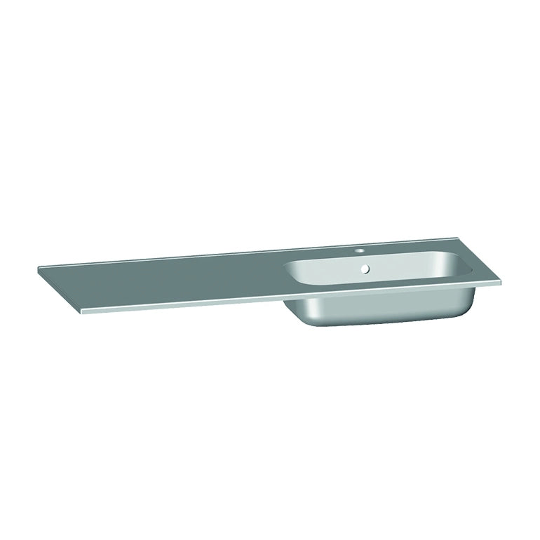 Plan vasque droite, Marbre reconstitué 120cm blanc brillant