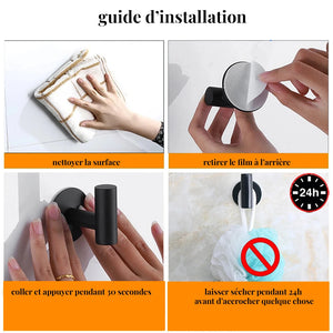 Patère, porte serviette mural adhésif chrome DUPLI