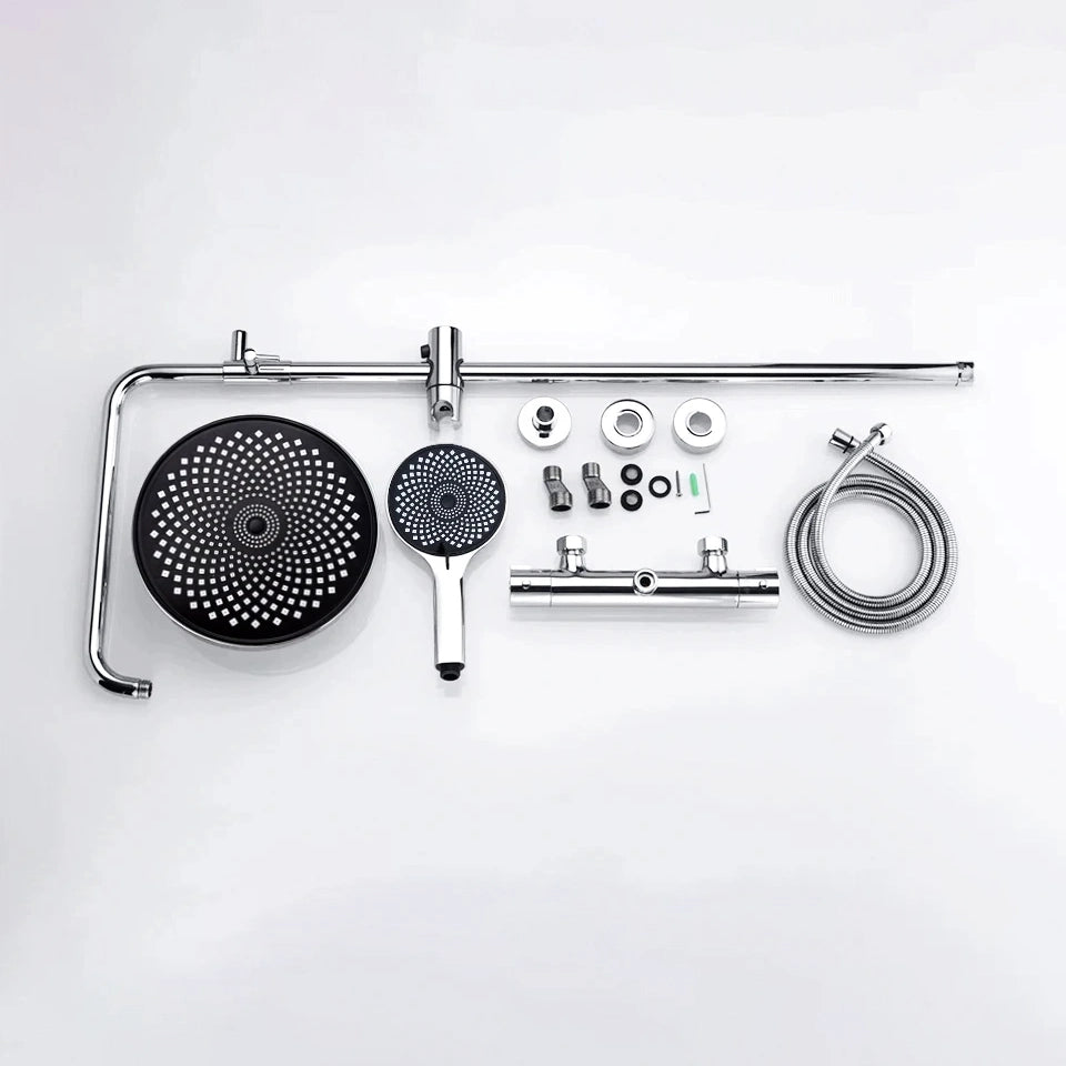 Colonne de douche ronde avec mitigeur mécanique, 2 voies, chrome SERENYS