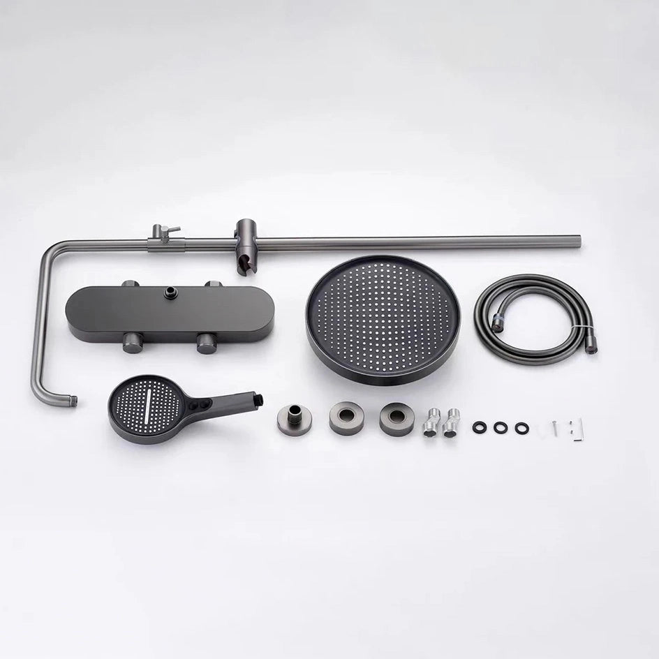 Colonne de douche ou bain douche, avec mitigeur thermostatique, 3 voies, gris foncé OVALIS