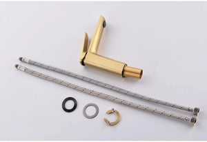 Mitigeur lavabo doré design LINEA 15,5cm