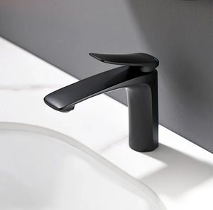 Robinet mitigeur salle de bain, 14cm, noir mat SULFA