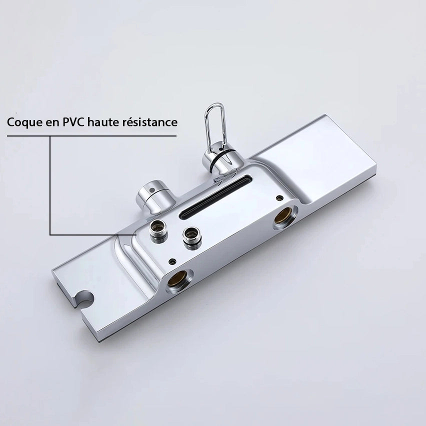 Colonne de douche 4 voies avec mitigeur thermostatique, 2 formes de tête, chrome AGUALE