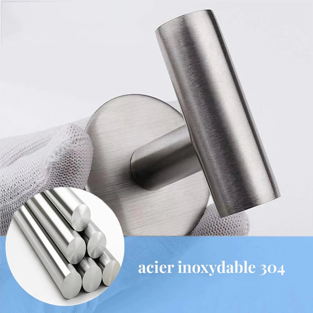 Patère, porte serviette mural adhésif chrome DUPLI