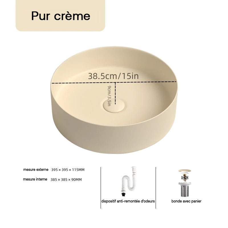 Vasque à poser salle de bain beige crème - VIVONI