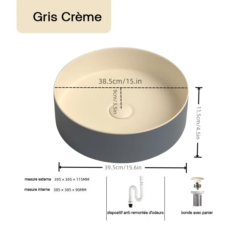 Vasque à poser salle de bain gris beige - VIVONI