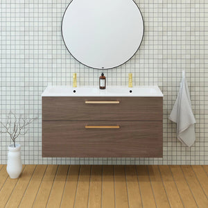 Meuble double vasque salle de bain 120cm, Noyer tabac, ZENO