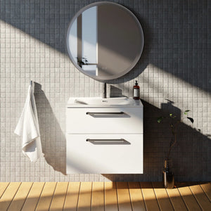 Meuble vasque salle de bain 70cm, Blanc brillant, ZENO