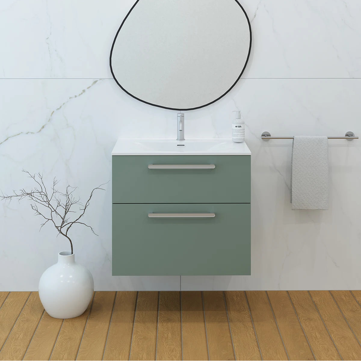 Meuble vasque salle de bain 70cm, Amande Mat, ZENO