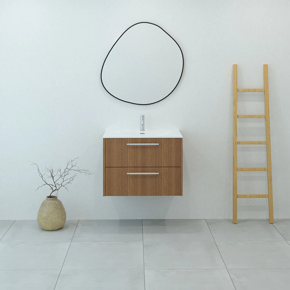 Meuble de salle de bain 2 tiroirs, 70 cm, Chêne noisette, SILLAGE