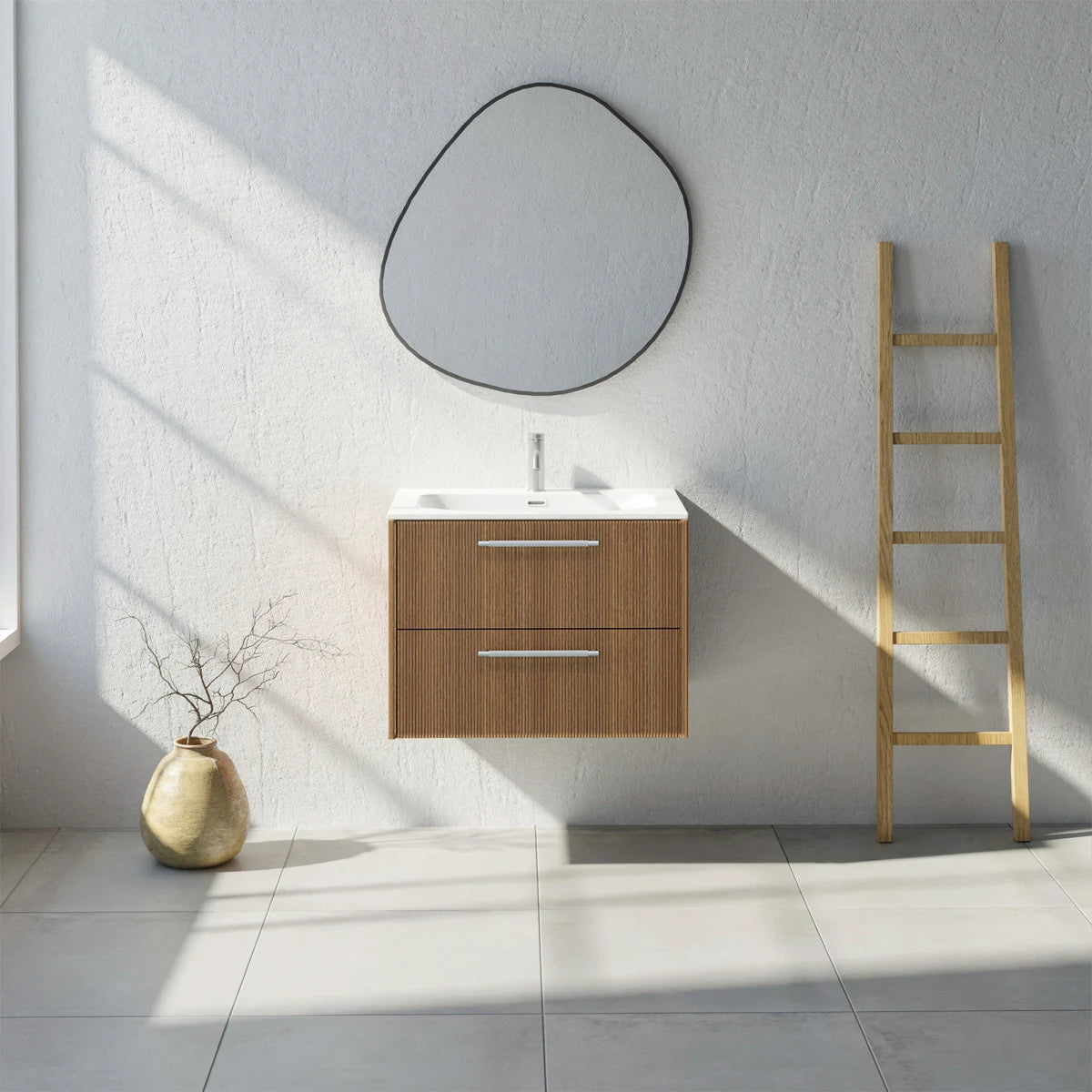 Meuble de salle de bain 2 tiroirs, 70 cm, Chêne noisette, SILLAGE