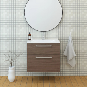 Meuble vasque salle de bain 70cm, Noyer tabac, ZENO