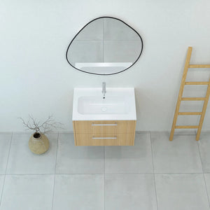 Meuble de salle de bain strié, 70 cm, Chêne doré, SILLAGE
