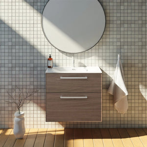 Meuble vasque salle de bain 70cm, Noyer tabac, ZENO