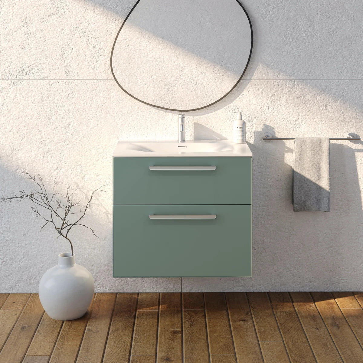 Meuble vasque salle de bain 70cm, Amande Mat, ZENO