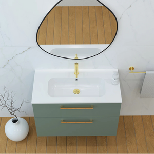 Meuble vasque salle de bain 90cm, Amande Mat, ZENO